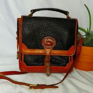 Vintage Black Leather Cross Body Bag